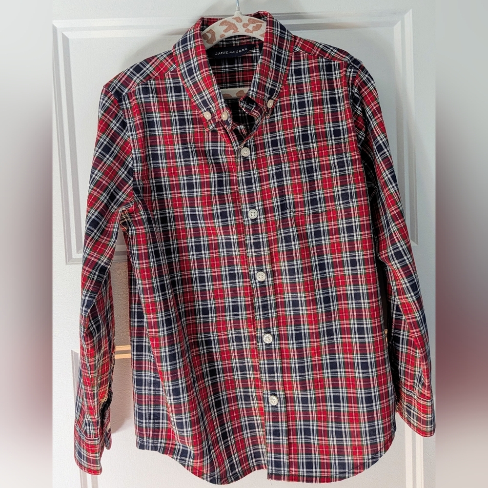 JANIE AND JACK Red and Blue Checkered Shirt